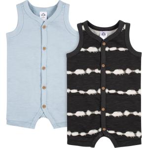 imageGerber Baby Boys 2Pack Short Leg RomperDark Grey and Blue