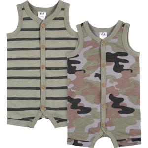 imageGerber Baby Boys 2Pack Short Leg RomperGreen