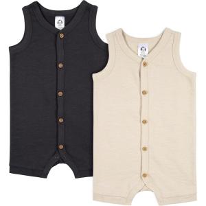 imageGerber Baby Boys 2Pack Short Leg RomperTan and Dark Grey