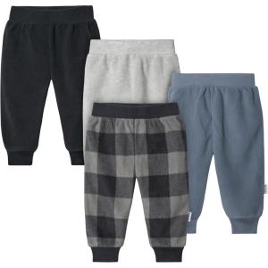 imageGerber Baby Boys 4Pack Microfleece PantsNavy Gingham