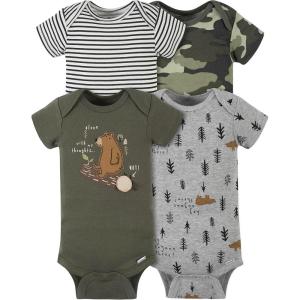imageGerber Baby Boys 4Pack Short Sleeve Onesies BodysuitsBear Green