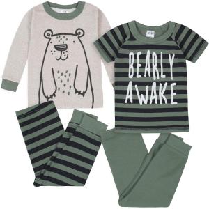 imageGerber Baby Boys 4Piece Pajama SetCloseoutBear Grey
