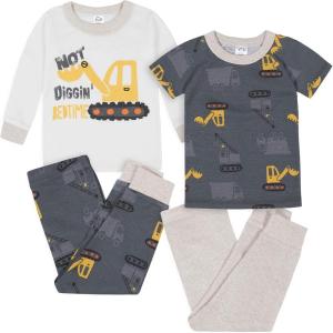 imageGerber Baby Boys 4Piece Pajama SetCloseoutDump Truck Grey