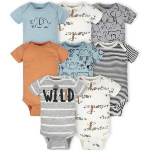 imageGerber Baby Boys 8Pack Short Sleeve Onesies BodysuitsJungle Blue