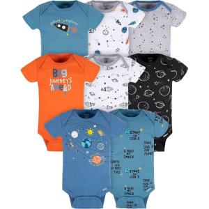 imageGerber Baby Boys 8Pack Short Sleeve Onesies BodysuitsSpace