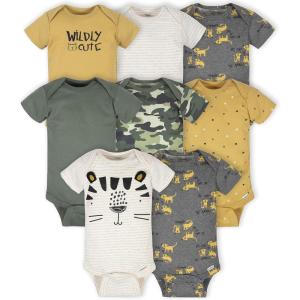 imageGerber Baby Boys 8Pack Short Sleeve Onesies BodysuitsTiger Green