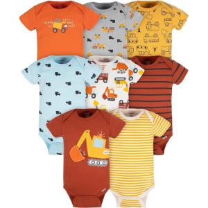 imageGerber Baby Boys 8Pack Short Sleeve Onesies BodysuitsTransportation Zone