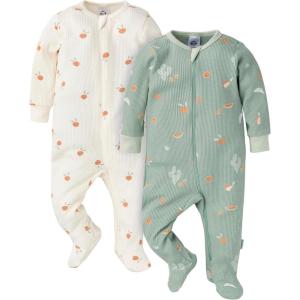 imageGerber Baby Girls 2Pack 2Way Zip Thermal Footed Sleep N PlayDesert Fruit
