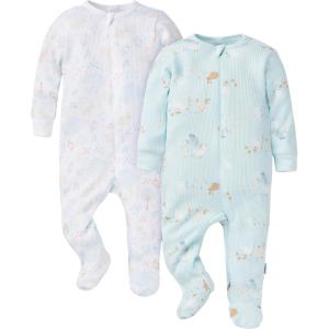 imageGerber Baby Girls 2Pack 2Way Zip Thermal Footed Sleep N PlayFarm Life