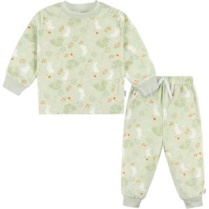 imageGerber Baby Girls 2Piece Fleece Pajamas Pants SetGreen Forrest