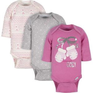imageGerber Baby Girls 3Pack Or 6Pack LongSleeve Onesies BodysuitStarsFair Isle
