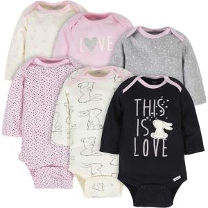 imageGerber Baby Girls 6Pack LongSleeve Onesies BodysuitsBunny