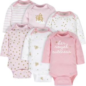 imageGerber Baby Girls 6Pack LongSleeve Onesies BodysuitsCastle
