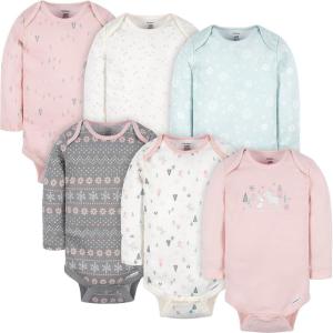 imageGerber Baby Girls 6Pack LongSleeve Onesies BodysuitsHome