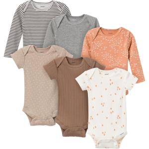 imageGerber Baby Girls 6Pack LongSleeve Onesies BodysuitsTan Little Apples