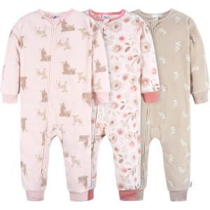 imageGerber Baby Girls Flame Resistant Fleece Footless Pajamas 3PackPink Deer