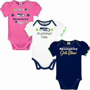 imageGerber Baby Girls NFL Team 3 Pack Short Sleeve Onesie BodysuitNavy Blue  Action Green  Wolf Gray