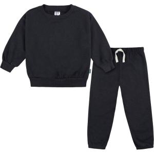 imageGerber Baby ampamp Toddler Boys 2Piece Fleece Sweatshirt and Jogger SetBlack Solid