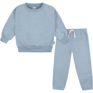 imageGerber Baby ampamp Toddler Boys 2Piece Fleece Sweatshirt and Jogger SetBlue Solid