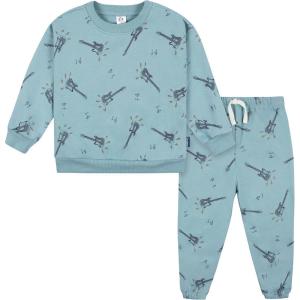 imageGerber Baby ampamp Toddler Boys 2Piece Fleece Sweatshirt and Jogger SetTeal Guitars
