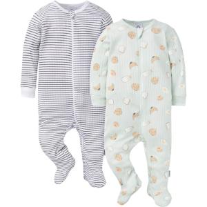 imageGerber Girls Baby Unisex 2Pack 2Way Zip Textured Sleep N PlayFrench Breakfast