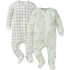 imageGerber Girls Baby Unisex 2Pack 2Way Zip Textured Sleep N PlayPark Picnic