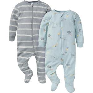 imageGerber Girls Baby Unisex 2Pack 2Way Zip Textured Sleep N PlayPlayground
