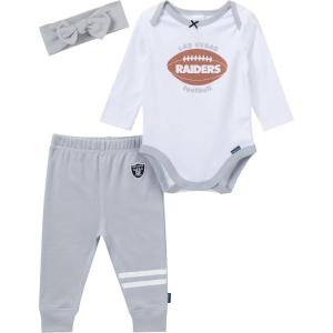 imageGerber NFL Baby Girls 3piece Onesie Bodysuit Pants ampamp Headband SetRaiders