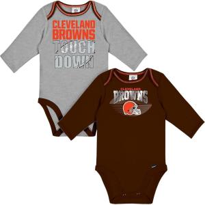 imageGerber NFL Unisex Baby Nfl Team 2 Pack Long Sleeve Onesie BodysuitBrowns