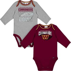 imageGerber NFL Unisex Baby Nfl Team 2 Pack Long Sleeve Onesie BodysuitCommanders