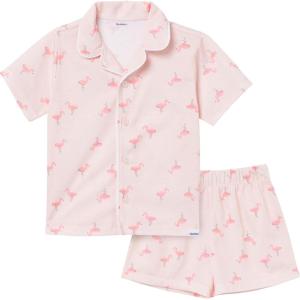 imageGerber Toddlers and Baby Girls 2Piece Coat Style Pajama Short SetFlamingoes