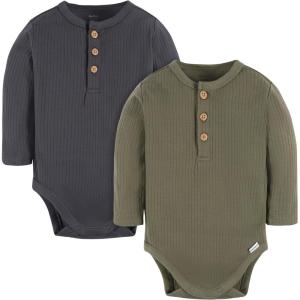 imageGerber Unisex Baby Baby Boys and Baby Girls 2pack BodysuitsCharcoal Green