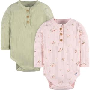 imageGerber Unisex Baby Baby Boys and Baby Girls 2pack BodysuitsFloral