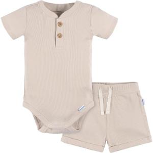 imageGerber Unisex Baby Bodysuit and Short SetBeige
