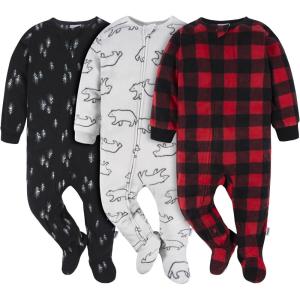 imageGerber Unisex Baby Flame Resistant Fleece Footed Pajamas 3PackBear Forrest