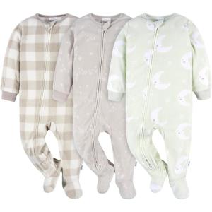 imageGerber Unisex Baby Flame Resistant Fleece Footed Pajamas 3PackMoons