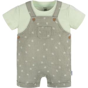 imageGerber Unisex Baby Gauze Overall Romper and TShirt SetGreen Palms