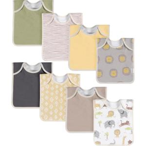 imageGerber Unisex Baby Lap Shoulder BibsMulti Grey Yellow
