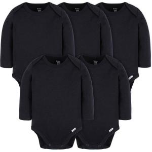 imageGerber Unisex Baby Long Sleeve Solid Onesies Multipack Interlock 180 GsmBlack