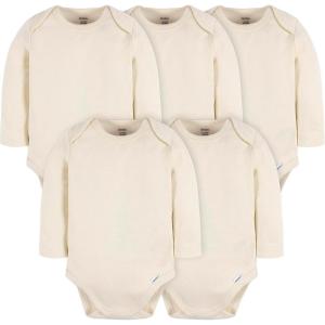 imageGerber Unisex Baby Long Sleeve Solid Onesies Multipack Interlock 180 GsmNatural