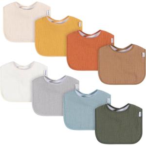 imageGerber Unisex Baby Muslin 8 Pack Drooling BibsMulti Neutral 1