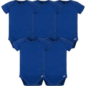 imageGerber babyboys 5 Pack Onesies Multipacks Bundle Interlock 180 GsmBlue