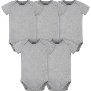 imageGerber babyboys 5 Pack Onesies Multipacks Bundle Interlock 180 GsmHeather Grey