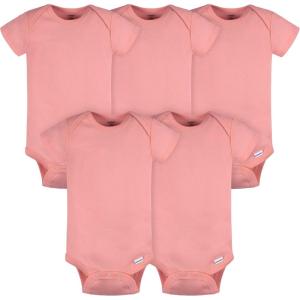 imageGerber babyboys 5 Pack Onesies Multipacks Bundle Interlock 180 GsmMauve Pink