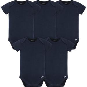 imageGerber babyboys 5 Pack Onesies Multipacks Bundle Interlock 180 GsmNavy