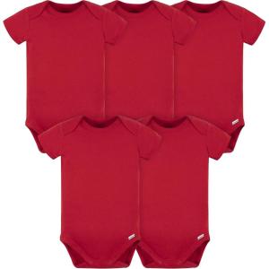 imageGerber babyboys 5 Pack Onesies Multipacks Bundle Interlock 180 GsmRed
