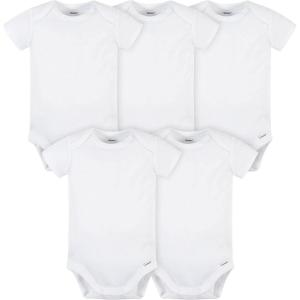 imageGerber babyboys 5 Pack Onesies Multipacks Bundle Interlock 180 GsmWhite