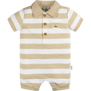 imageGerber babyboys Cotton Polo RomperSailboat Stripe