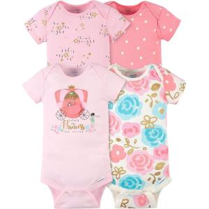 imageGerber babygirls 4pack Short Sleeve Onesies BodysuitsPrincess Pink