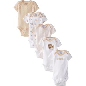 imageGerber babygirls 5pack Short Sleeve Variety Onesies BodysuitsBrown Bear Friends